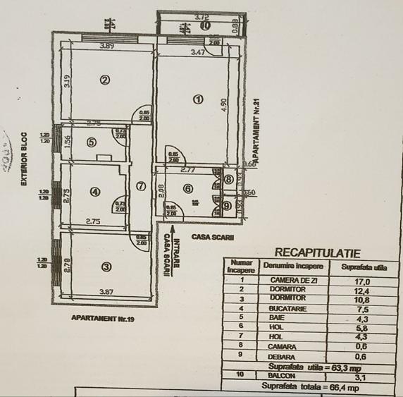 Apartament cu 3 camere decomandat în Exterior Vest