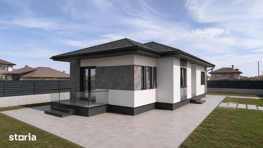 Casa individuala noua | 80 mp utili | Teren 380 mp | 3 camere | 2 bai - 4