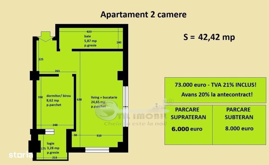 Apartament cu 2 camere în Horpaz