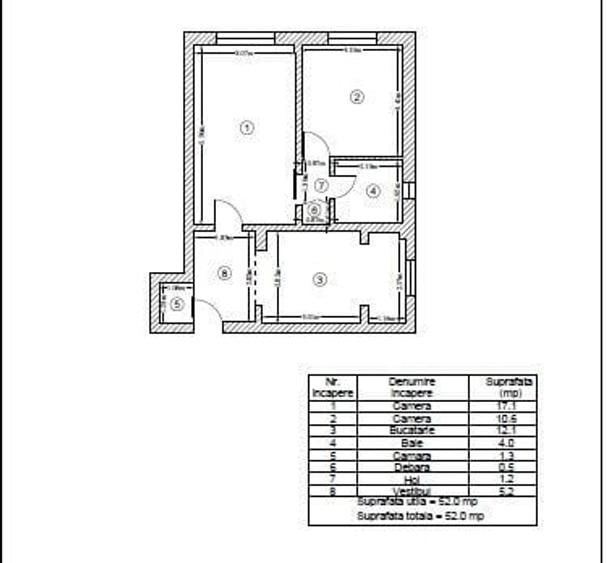 Apartament cu 2 camere semidecomandat, mobilat în Crângași