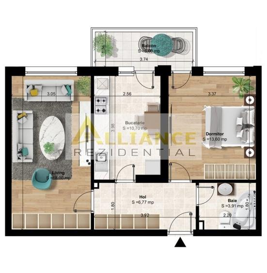 { Miraslau } 10 minute de metrou { Apartament 2 camere } - 3