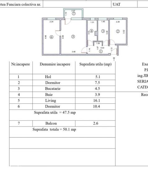 Apartament cu 3 camere în Km 4