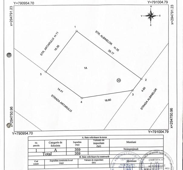 Teren Construcții intravilan de 360 mp, în Agigea