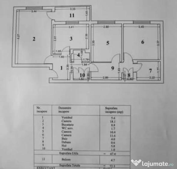 Apartament cu 3 camere decomandat în Gorjului