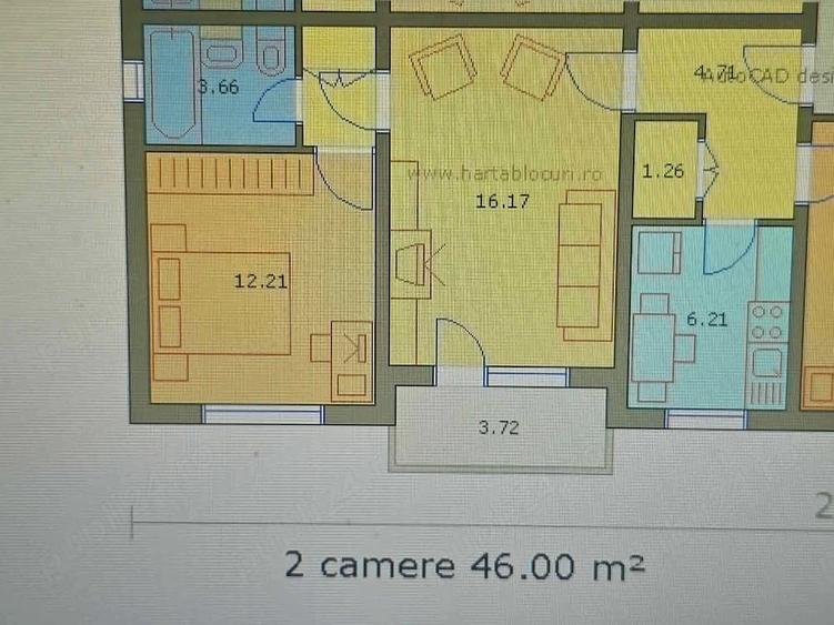 Apartament cu 2 camere semidecomandat în Nord