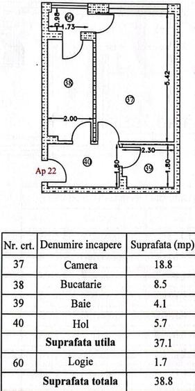 Garsonieră decomandată în Giurgiului