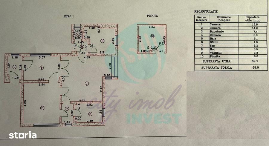Apartament cu 2 camere în Moșilor