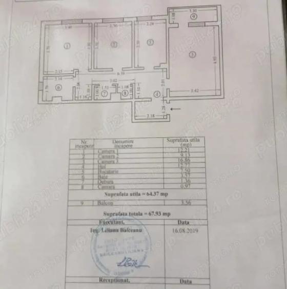 Apartament cu 3 camere decomandat în Casa de Cultură
