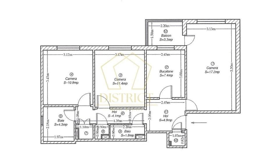 Apartament cu 3 camere decomandat în Olimpia-Stadion
