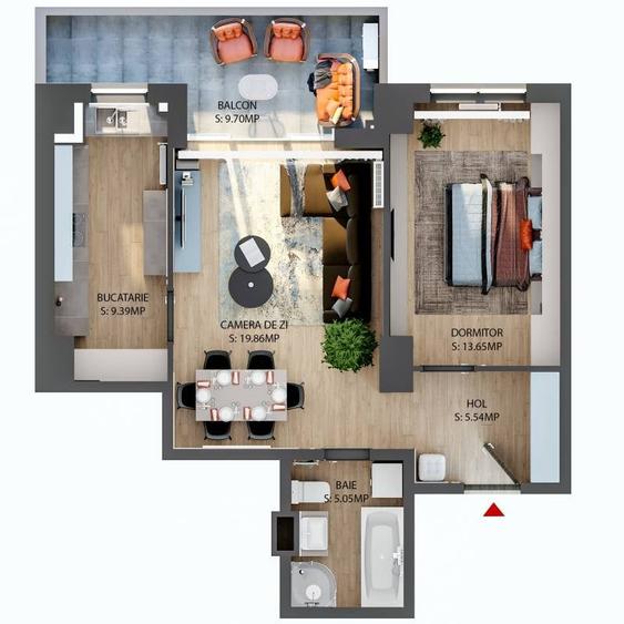Apartament cu 2 camere decomandat în Iosia