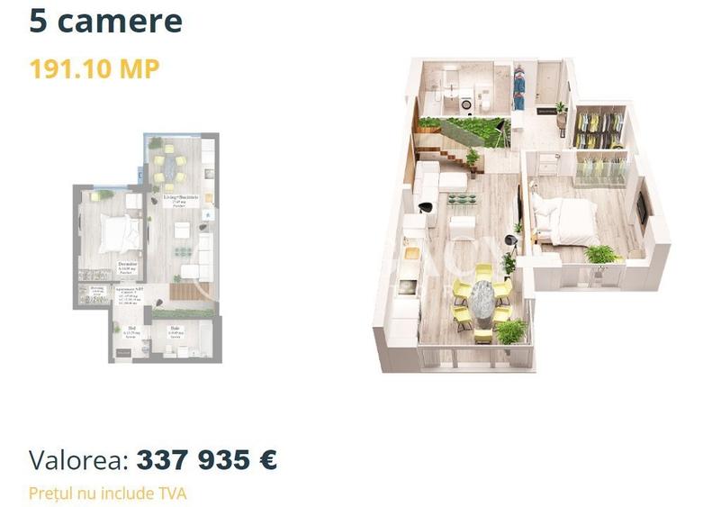 Penthouse cu 5 camere decomandat în Copou