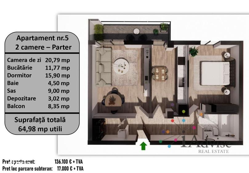 Apartament cu 2 camere în Tractorul