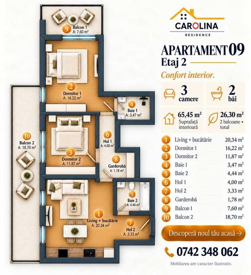 Apartament cu 3 camere decomandat în Central