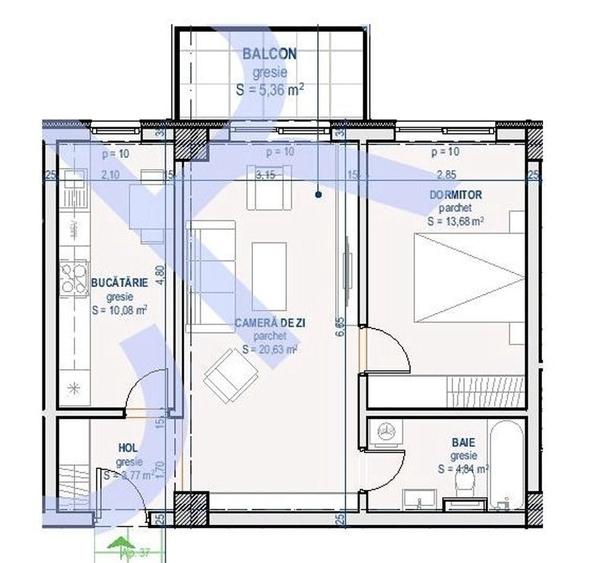 Apartament cu 2 camere în Moara de Vânt