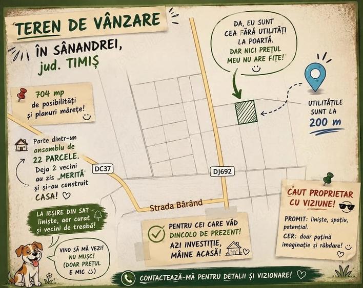 Teren de 704 mp, în Sânandrei