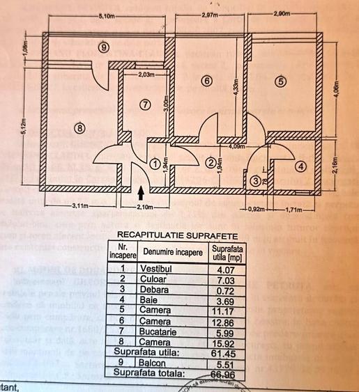 Apartament cu 3 camere semidecomandat în Baba Novac