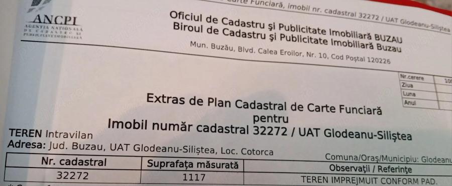 Teren de 1117 mp, în Cotorca