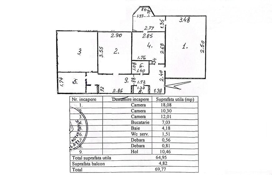 3 camere decomandat, 70 mp, 2 bai I.C. Frimu (CinCin) - 5