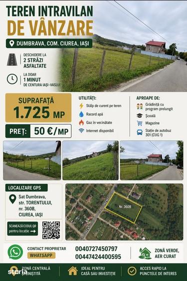Teren de 1725 mp, în Ciurea