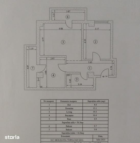 Apartament cu 2 camere în Podu Roș
