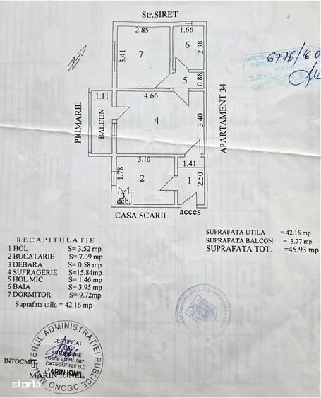 Apartament cu 2 camere semidecomandat în Central