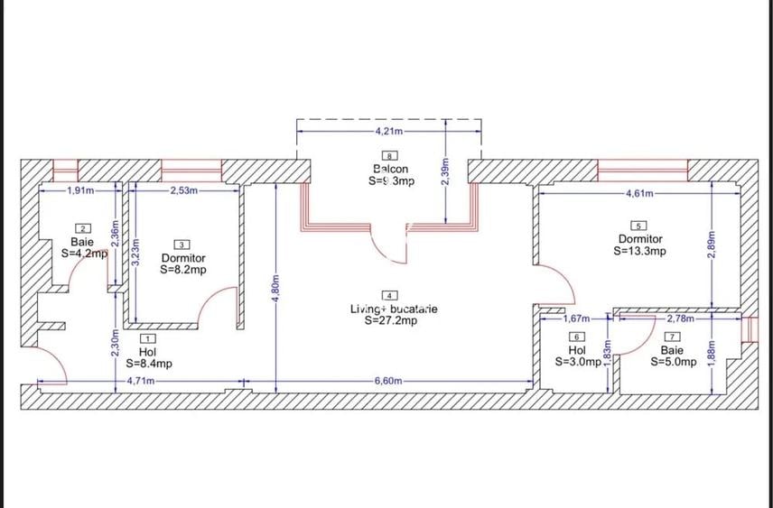 Apartament cu 3 camere semidecomandat, mobilat în Borhanci