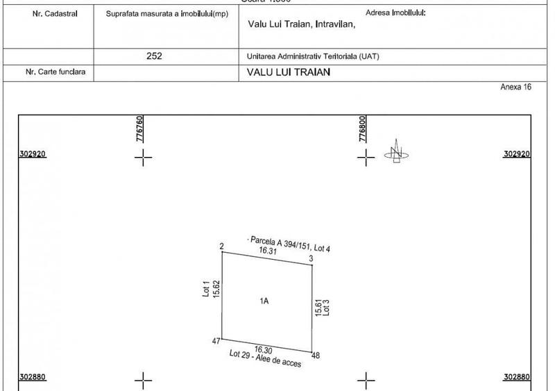 Teren de 252 mp, în Valu lui Traian