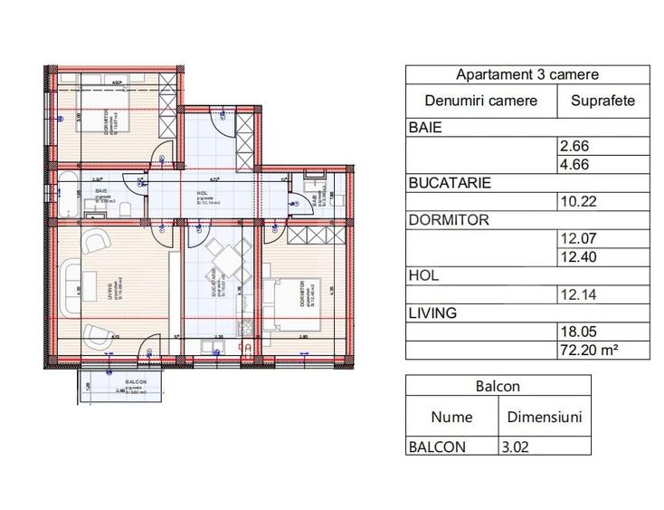 Apartament cu 3 camere decomandat în Sânpetru