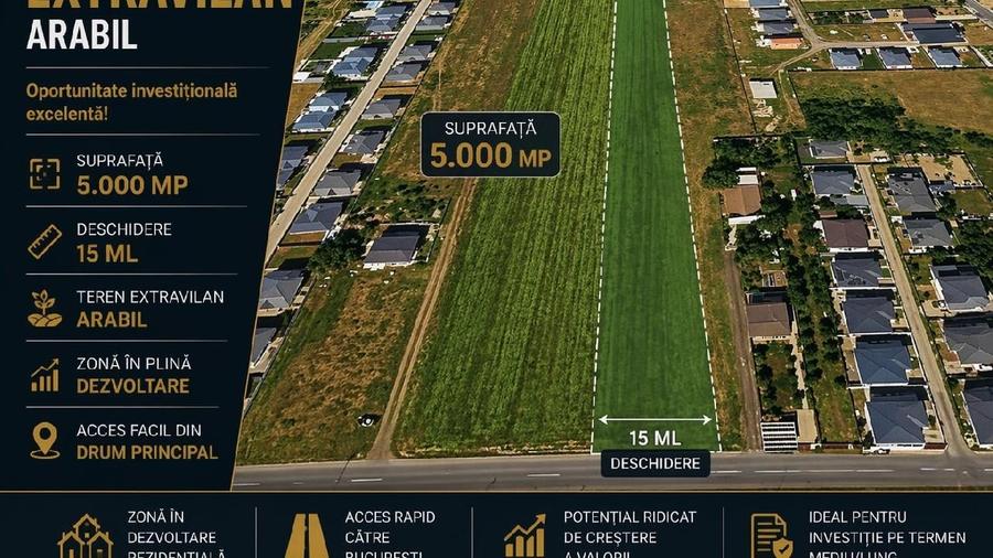 Teren agricol extravilan de 5000 mp, în Dragomirești-Vale