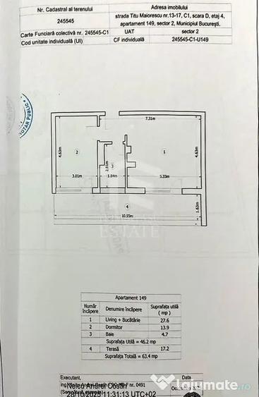 Apartament cu 2 camere decomandat în Moșilor