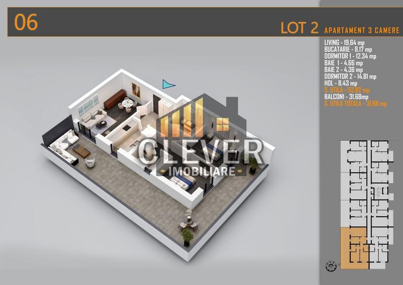 Apartament cu 3 camere decomandat în Theodor Pallady