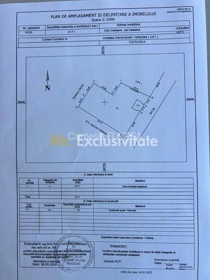 Teren intravilan 2171 mp Cateasca Arges, deschidere 49 ml