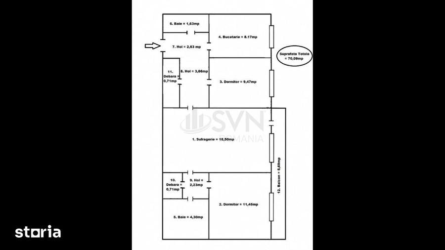 Apartament cu 3 camere semidecomandat în Crângași