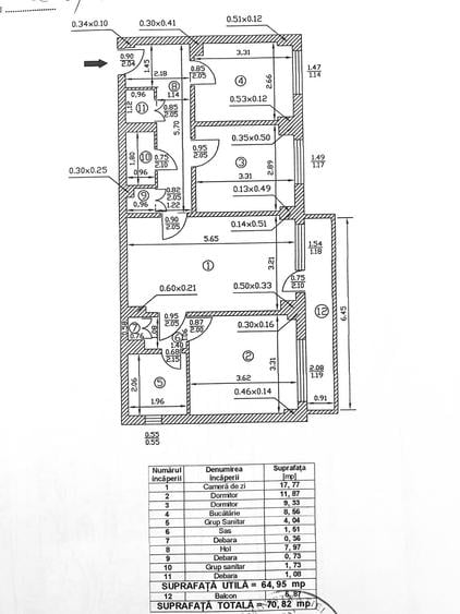 Apartament cu 3 camere semidecomandat în P-ța Victoriei