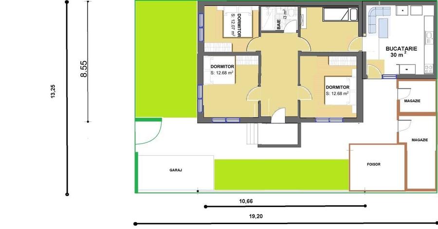 Casă cu 4 camere decomandat cu Teren 250 Mp în Central