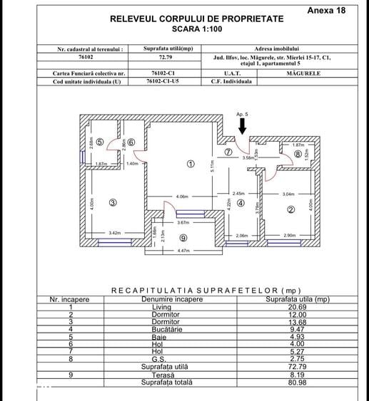 Apartament cu 3 camere în Central