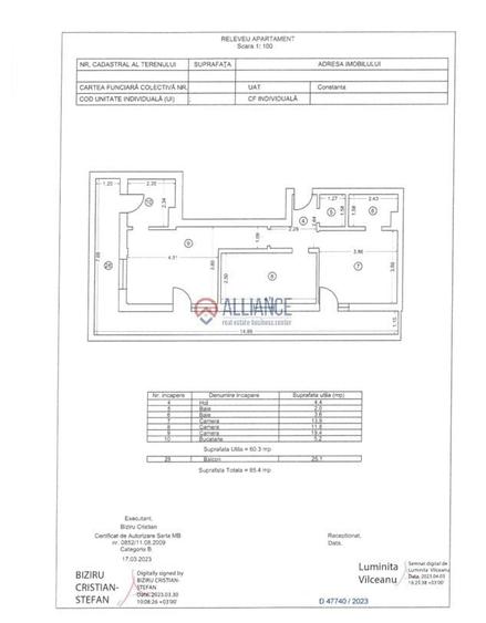 Apartament cu 3 camere în Palazu Mare