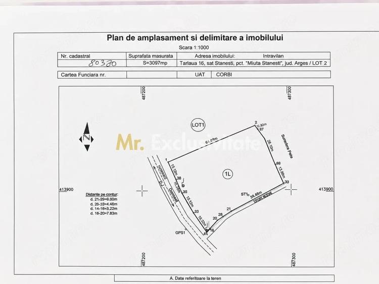 Teren de 3097 mp, în Corbi