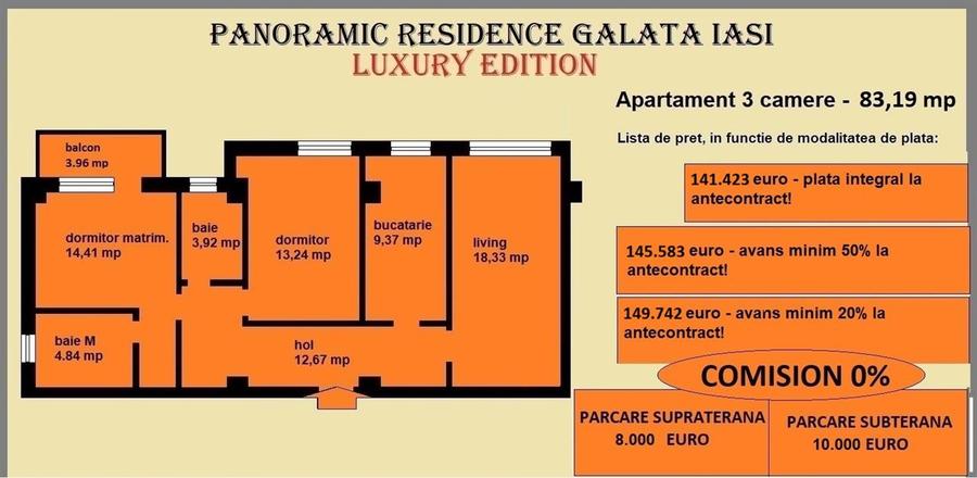 Apartament cu 3 camere decomandat în Galata
