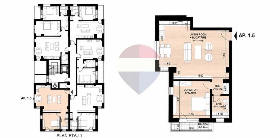 Apartament cu 2 camere semidecomandat în Theodor Pallady
