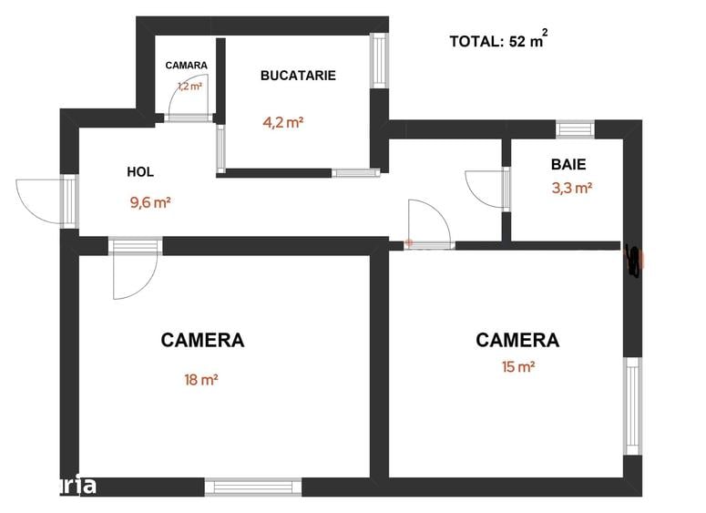 Apartament cu 2 camere în Cornișa