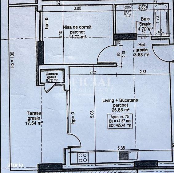 Apartament cu 2 camere semidecomandat în Florești