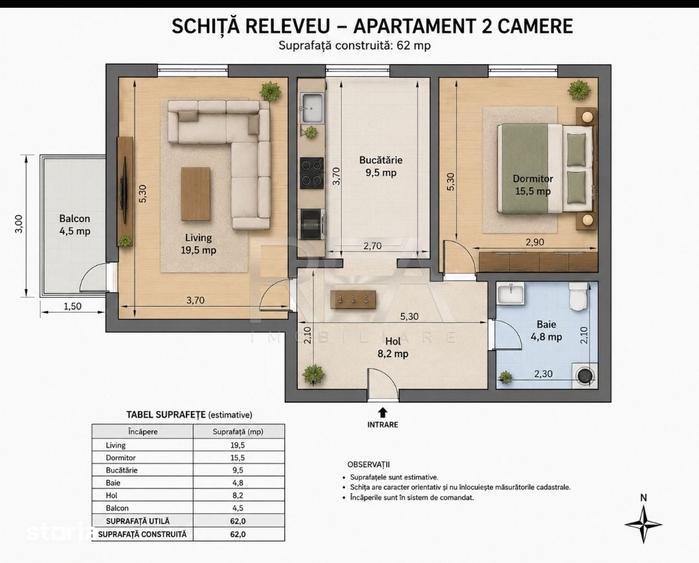 2 camere, renovat 2025 | 62 mp | Ideal investitie | Aparatorii Patriei - 1
