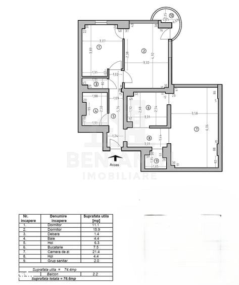 Apartament cu 3 camere decomandat în Ultracentral