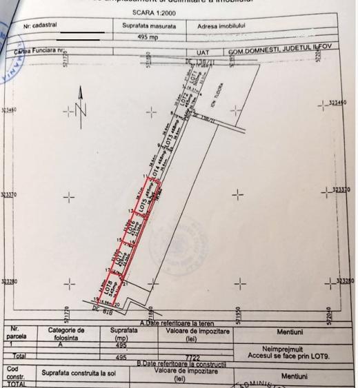 Teren Construcții intravilan de 598 mp, în Domnești