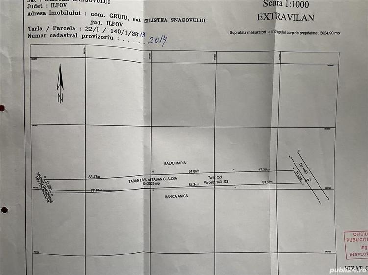 Teren de 2025 mp, în Gruiu