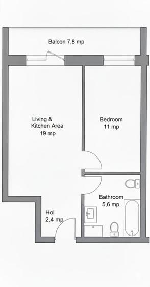 Apartament cu 2 camere semidecomandat în Florești