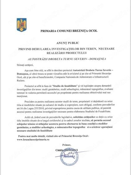 Teren de 62000 mp, în Breznița-Ocol