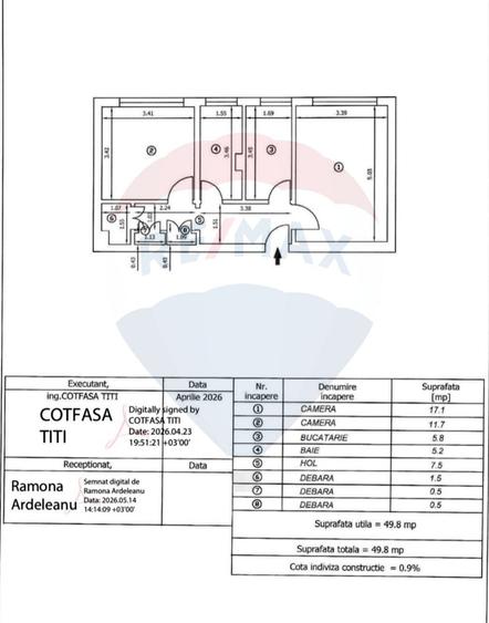 Apartament cu 2 camere decomandat în Cornișa