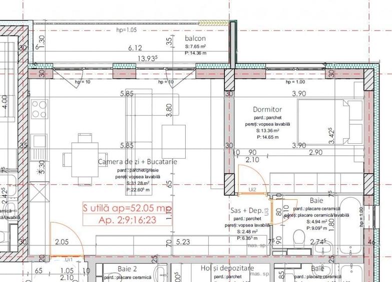 Apartament cu 2 camere decomandat în Botizului